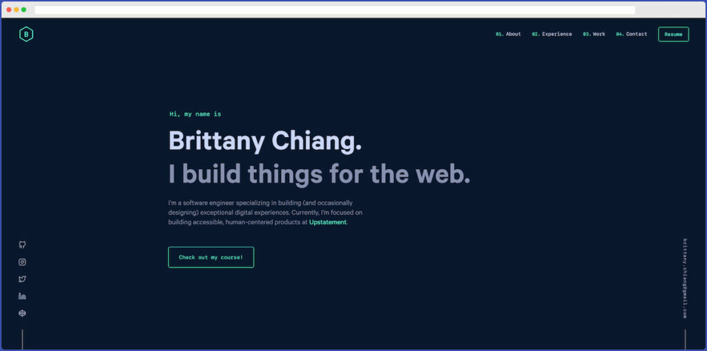 brittany chiang sample software engineering personal website
